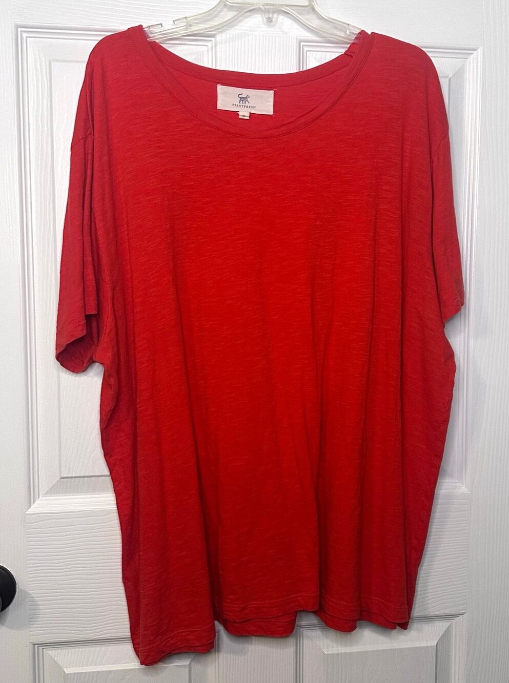 women's Print Fresh Saturday pajama Top Tee t-Shirt in Red Lip size 3x